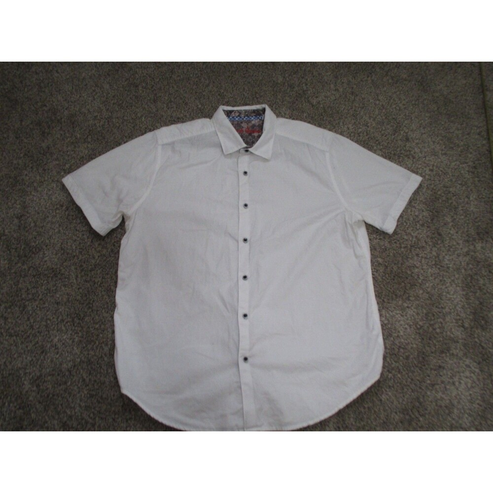 Robert Gramam textured Mens XL *READ* White button down shirt